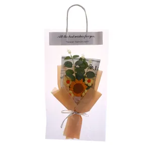 Handmade crochet sunflower bouquet in clear gift bag, perfect gift for Valentine Day.