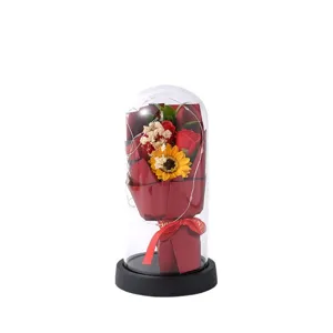 Eternal rose soap flower glass dome gift for Valentine's Day birthday home decor