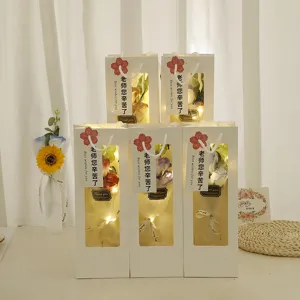 Soap flower gift bag LED light bouquet romantic gift box for teachers day celebration