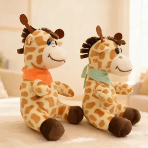 Cute scarf giraffe plush toy, soft stuffed animal doll for claw machine, wedding party gift