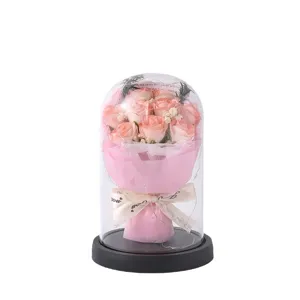 Eternal Rose Glass Dome with LED Lights Romantic Gift for Valentine Day Home Decor