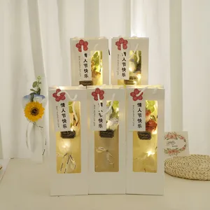 Valentine's Day artificial soap rose flower bouquet gift box with LED lights for romantic gift