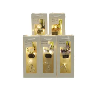 LED lighted soap rose flower bouquet gift bag set for romantic Valentine's Day and birthday.