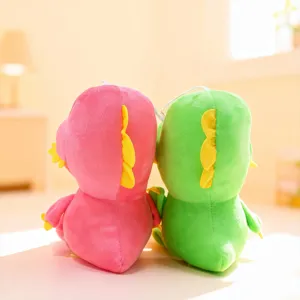 Cute dinosaur plush toy detail, soft stuffed animal doll for kids, claw machine gift toy