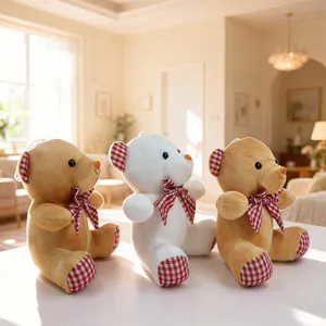 Plush Teddy Bear Stuffed Animal Toy Cute Bowtie Bear Doll Soft Huggable Plush Toy For Kids Birthday Party Gift