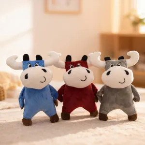 Cute Cartoon Bull Plush Toy Stuffed Animal Soft Short Plush PP Cotton Filled Doll Children Gift Home Decor