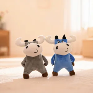 Cute cartoon bull plush toy, soft stuffed animal doll for kids and wonderful home decor gift.