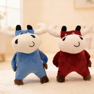 Cute cartoon bull plush toy doll, soft stuffed animal toy for kids gift home decor.