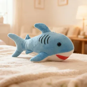 Cute cartoon shark plush toy soft stuffed animal blue marine creature gift for kids