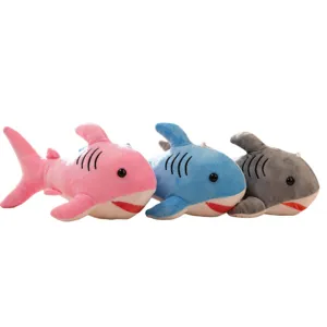 Cute cartoon shark plush toy soft stuffed animal doll for children room decoration