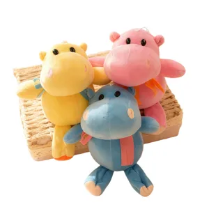 Cute cartoon hippo plush toy soft stuffed animal doll multi-color cute home decor gift