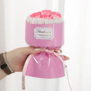 Mini soap rose bouquet 7 heads artificial flower gift box for Valentine birthday wedding party