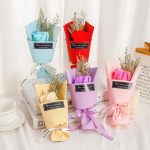 Mini soap flower rose bouquet colorful dried flower gift box set for Valentine day business souvenir