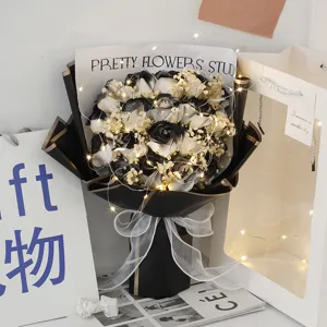 Luxury soap rose bouquet with fairy lights, perfect gift for Valentine's Day and birthdays.