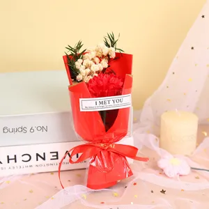 Exquisite mini dried flower soap rose bouquet detail, perfect romantic gift for Valentine's day.