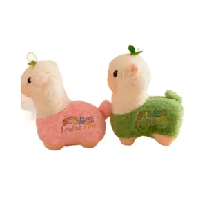 Cute alpaca plush toy doll with music embroidery, soft stuffed animal for claw machine gift.