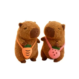 Schattige capibara pluche knuffel met mini wortel en aardbei rugzak zachte pop speelgoed