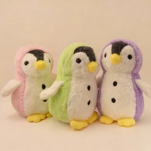 Cute penguin plush toy with colorful hoodie design, soft stuffed animal doll for kids gift.