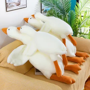 White goose plush toy cute sleeping pillow soft stuffed animal doll home decor gift