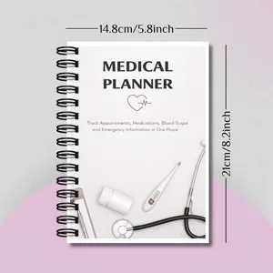 Spiralgebundener medizinischer Planer für Gesundheitsverfolgung, Termine und Medikamente.