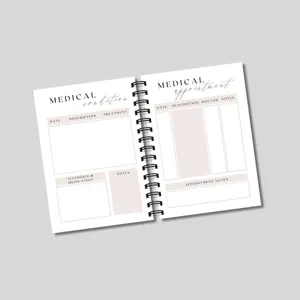 Spirales medizinisches Notizbuch im Detail, perfekt fuer Gesundheits- und Terminverfolgung.