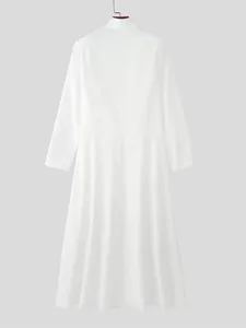Men's White Stand Collar Long Suit Jacket Slim Fit A-Line Flare Evening Banquet Coat