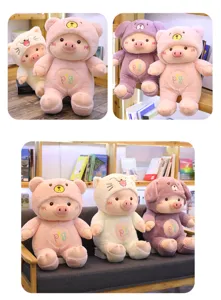 Mignon cochon en peluche animal poupée en peluche oreiller doux cadeau fille détail.