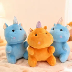 Cute soft stretch plush unicorn hippo stuffed animal toy, cuddly doll for kids and gifts.