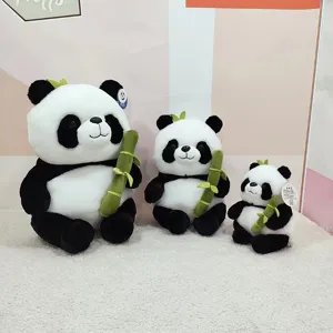 Süßer Panda Plüschtier hält Bambus Stofftier Puppe weiches Kinder Geburtstag Geschenk Set