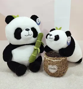 Niedlicher Plüsch-Pandabär mit Bambus, weiches Stofftier Puppe für Kindergeburtsgeschenk Deko