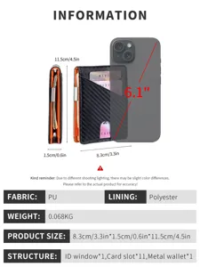 Men minimalist carbon fiber slim bifold wallet card holder with metal clip and multi slots.
