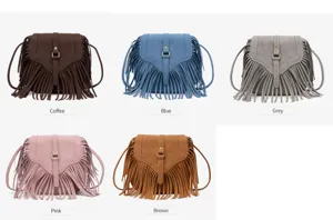 Bohemian vintage fringe crossbody bag, minimalist matte flap shoulder bag for women daily.