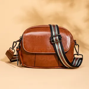 Women Crossbody Bag Retro PU Leather Shoulder Bag Casual Multi Layer Zipper Handbag Fashion Daily Purse Satchel