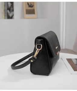 Sac bandoulière noir en cuir PU minimaliste sac carré décontracté élégant vue de détail