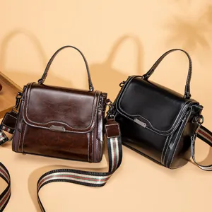 Retro women's handbag retro shoulder crossbody bag stylish large capacity top handle square bag