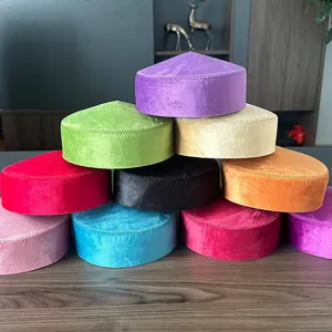 Velvet ethnic dance hat women traditional minority costume cap colorful round top cap