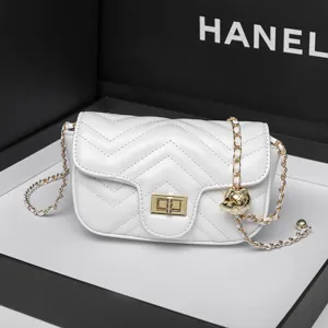 Women Waterproof Minimalist Quilted Chain Crossbody Bag Fashion PU Leather Solid Color Shoulder Bag Daily Handbag