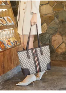 Women large capacity tote bag vintage style commute shoulder bag fashion handbag design