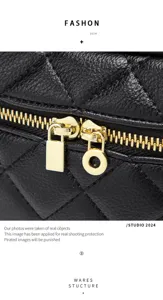 Black quilted leather chain bag detail, elegant design with gold hardware and luxury texture.