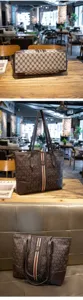 Stylish women's contrast tote bag, retro large capacity shoulder bag for daily commute.
