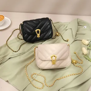 Women shoulder chain bag, stylish quilted crossbody handbag, minimalist casual purse for daily wear.
