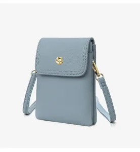 Mini sac bandouliere motif litchi uni avec fermoir fleur elegante pour femmes.