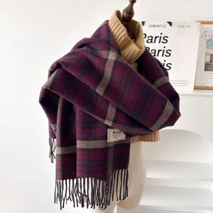 Herbst Winter Kunstkaschmir karierter Schal Damen britisch retro Freizeit warmer langer Schal