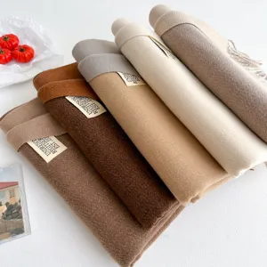 Winter Fashion Double-Sided Imitation Cashmere Scarf Warm Long Tassel Couple Shawl Soft Casual Solid Color Scarf
