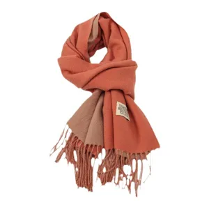Winter solid color double-sided imitation cashmere scarf with fringe for women warm long shawl
