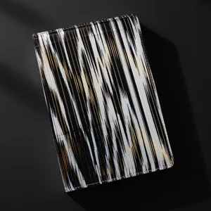 Cuaderno de estilo etnico con cubierta de rayas negro blanco oro papeteria elegante para escribir
