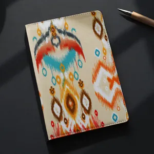 Cubierta de cuaderno estampada estilo étnico portapasaporte con vibrantes motivos ikat