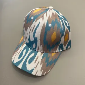 Ethnic style printed baseball cap with traditional ikat pattern casual sun hat for outdoor travel