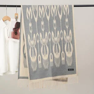 Xinjiang ethnic style patterned scarf thickened warm winter shawl with tassels for women.
