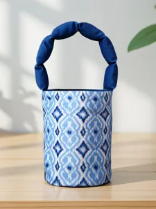 Ethnic Style Felt Bucket Bag Women Handbag Traditional Atlas Print Cylindrical Tote Bag Casual Travel Shoulder Purse